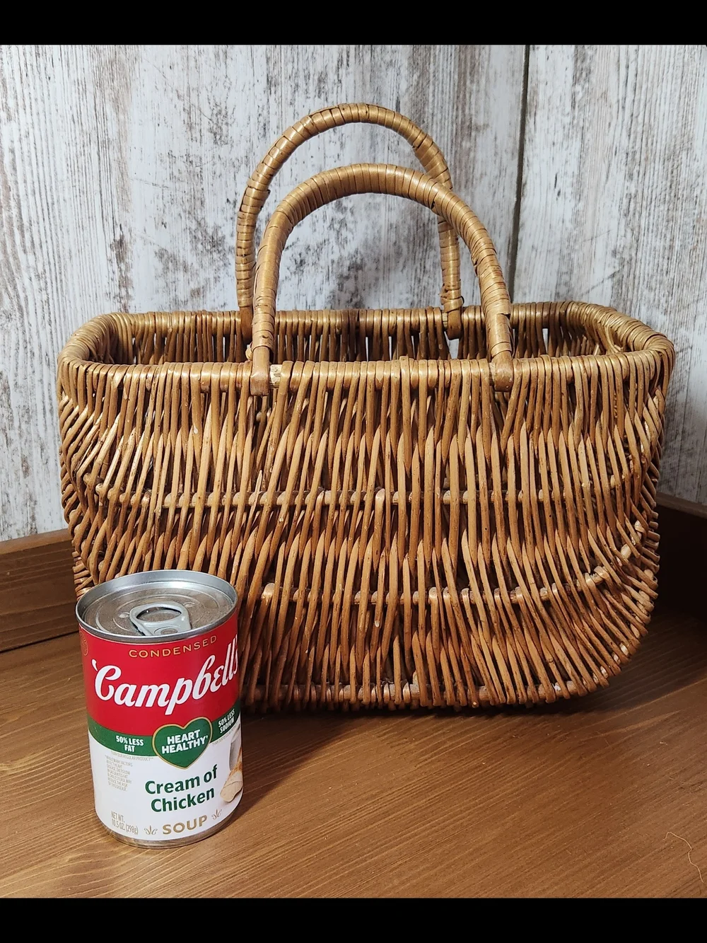 Woven Rattan Woven Natural Basket Tote in Natural Brown Handles Purse